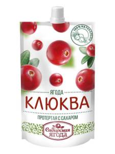 Протертая клюква на сахаре Сибирская ягода дой-пак 280гр